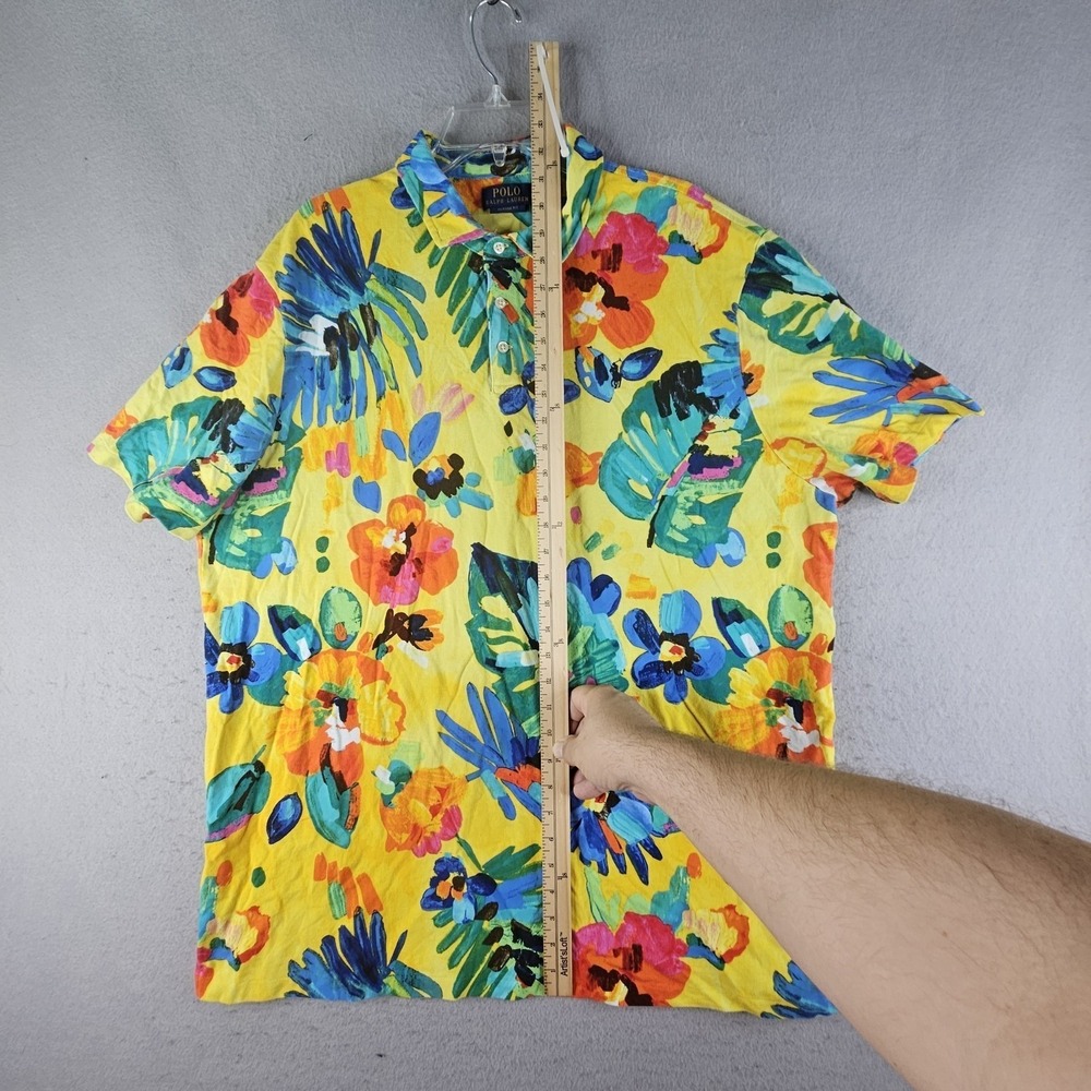 Polo Ralph Lauren Polo Shirt Mens 2XL Yellow Floral Tropical Hawaiian Print - Picture 5 of 10